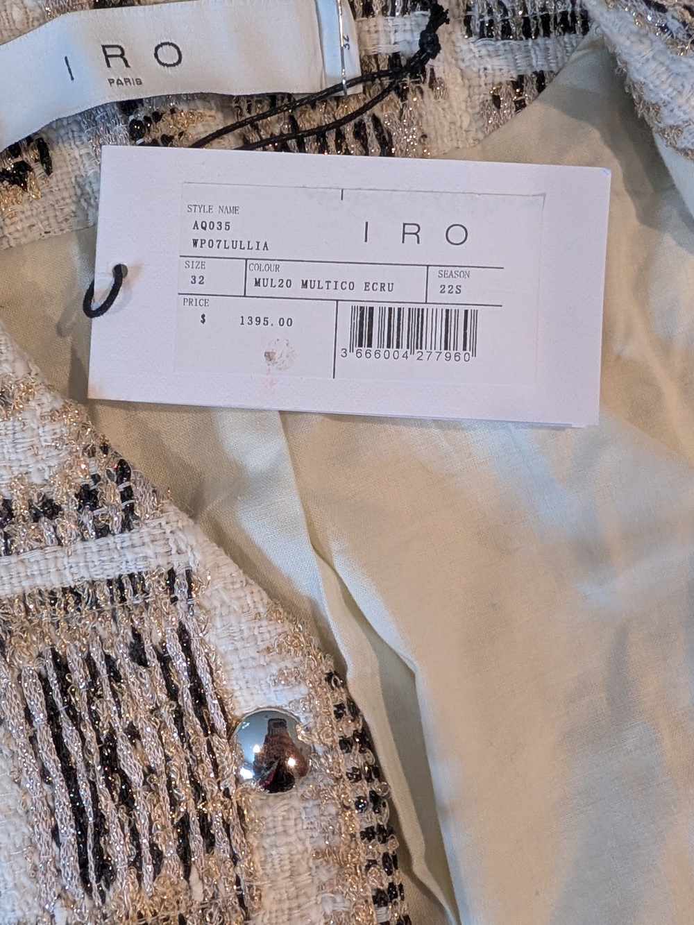 IRO White and Gold Box-Pattern Tweed Jacket - Picture 5 of 5